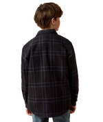 Ariat Boys Retro Shirt Jacket Charcoal Plaid generous boxy fit with room to move for young cowboys