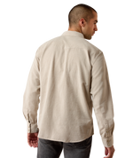 Ariat Mens Retro Handorf Corduroy Fitted Snap Shirt Sand fitted cut through the body with a clean western back yoke and tuckable length ranch wear