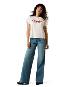 Ariat Womens Ultra High Rise Mavis Wide Leg Jeans dressed up with boots or heels for rodeo nights and dinners Park City