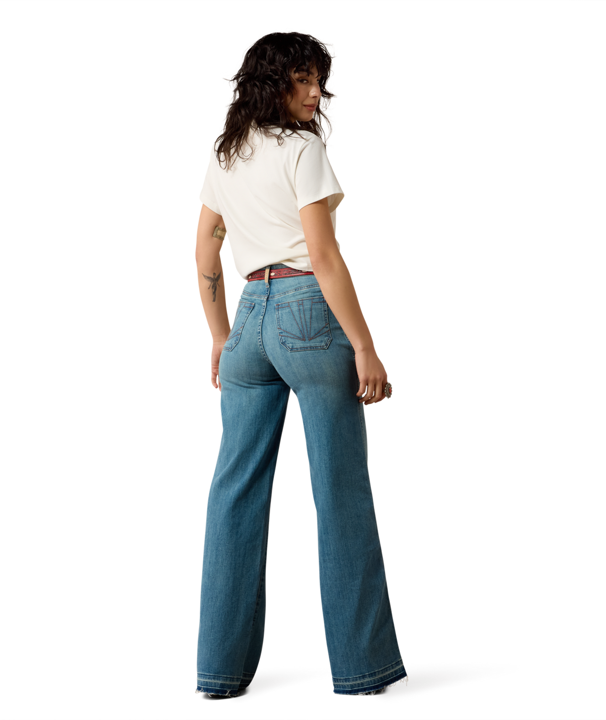 Ariat Womens Ultra High Rise Mavis Wide Leg Jeans ultra high rise waist fitted through the hip western fashion