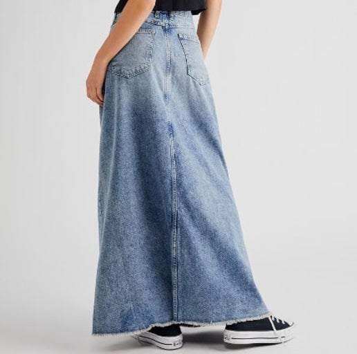 Free People Come As You Are Denim Maxi Skirt