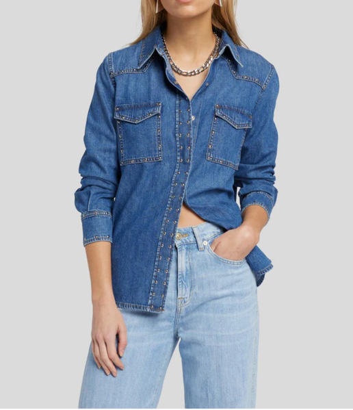 7 For All Mankind Womens Emilia Shirt with Studs - Jukebox