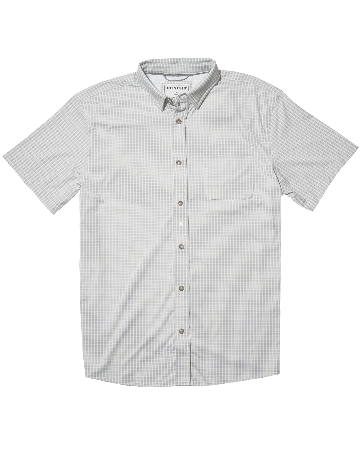 Poncho Mens The Ozona Shirt GREY WHITE PLAID mens button down shirt uv protection outdoor fishing ranch western lifestyle hiking nice mens shirt fathers day gift Boltranchstore.com Free Shipping