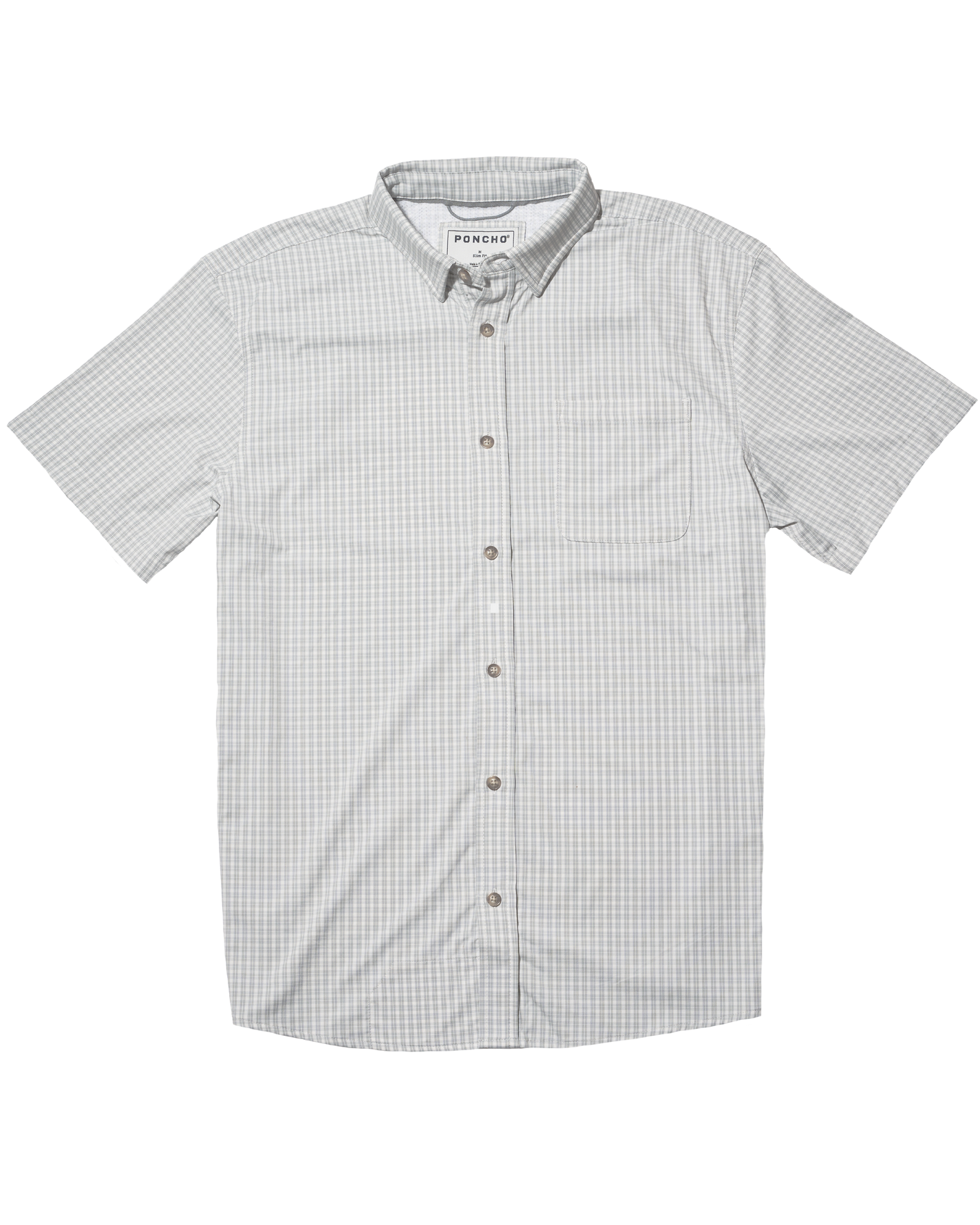 Poncho Mens The Ozona Shirt GREY WHITE PLAID mens button down shirt uv protection outdoor fishing ranch western lifestyle hiking nice mens shirt fathers day gift Boltranchstore.com Free Shipping