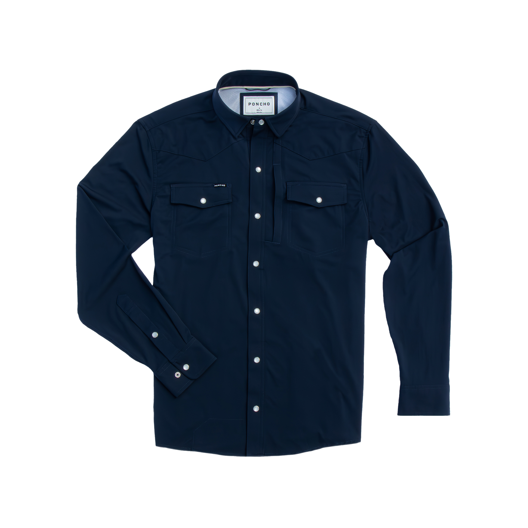navy blue shirt long sleeve pearl snap button down collar western two pockets The Pacifico from Poncho Outdoors at boltranchstore.com