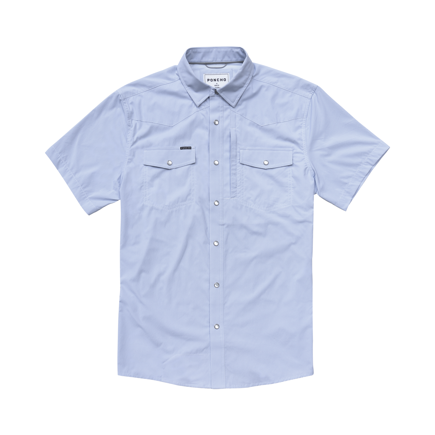 Poncho Mens The Padre Shirt micro blue check mens short sleeve outdoor shirt UV quick dry fishing hiking western shirt Boltranchstore.com Free Shipping