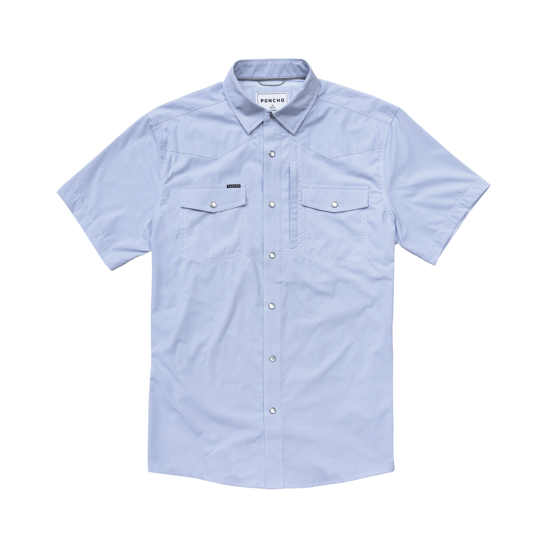 Poncho Mens The Padre Shirt micro blue check mens short sleeve outdoor shirt UV quick dry fishing hiking western shirt Boltranchstore.com Free Shipping