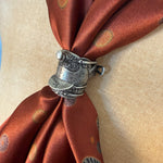 Fringe Slide Saddle Tramp wraparound saddle with horn and stirrup in antiqued silver womens western boutique Utah SKU SLDESDLTRP26138