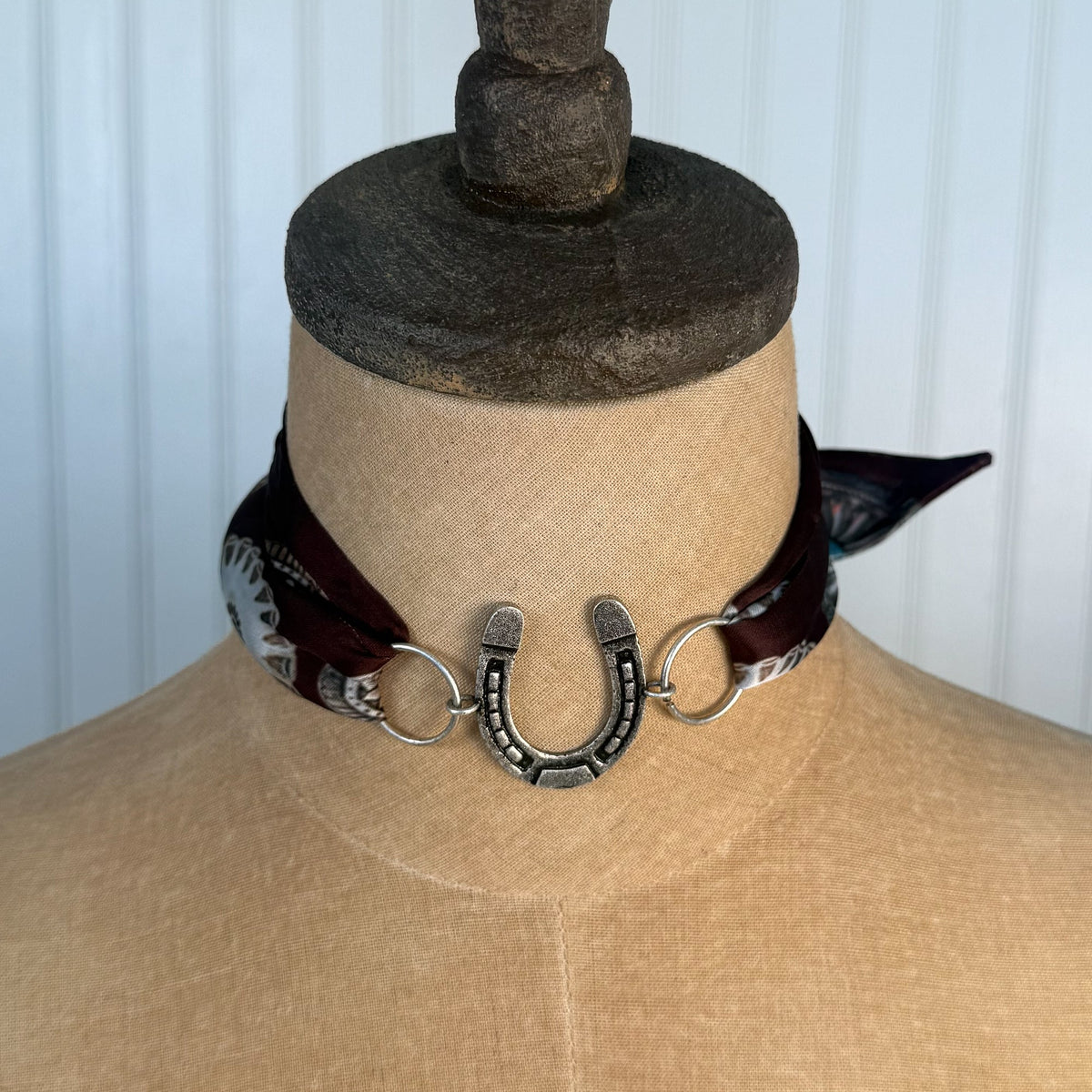 Fringe Slide Tie One On Horseshoe antiqued horseshoe concho with a ring on each side womens western boutique Utah SKU SLDETOHS26123