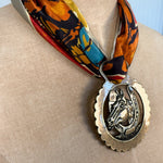 Fringe Slide Harnessed Lucky Horse three and a quarter by four inch medallion size rodeo