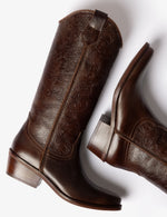 Penelope Chilvers Goldie Cordoban Leather Boot intricate tooled pattern inspired by Spanish craftsmanship