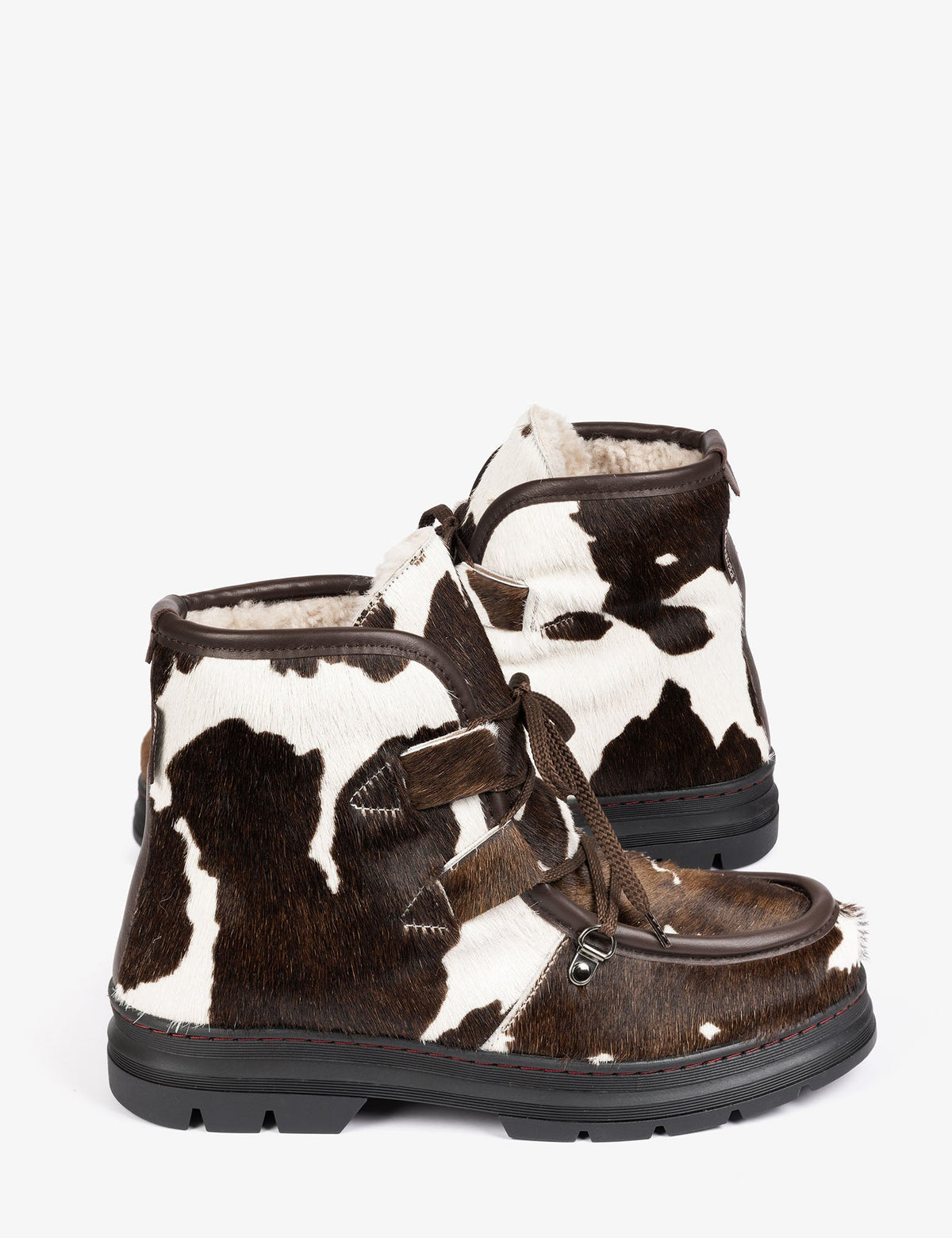 Penelope Chilvers Incredible Friesian Shearling Lined Boot dark brown suede trim around the collar and heel