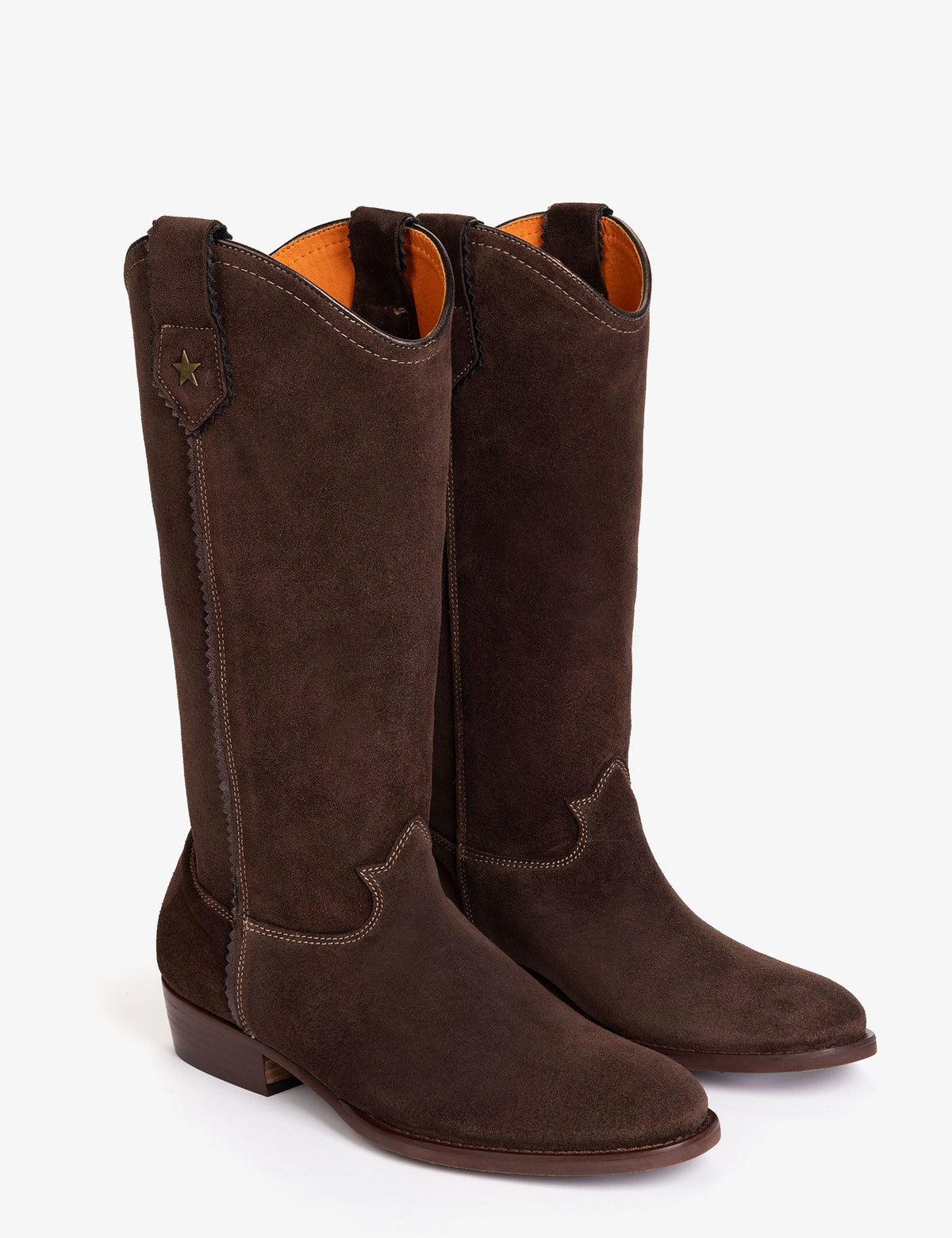 Penelope Chilvers Topanga Suede Boot feminine silhouette with an almond toe and lower heel