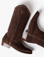 Penelope Chilvers Topanga Suede Boot subtle old gold star detailing on the shaft