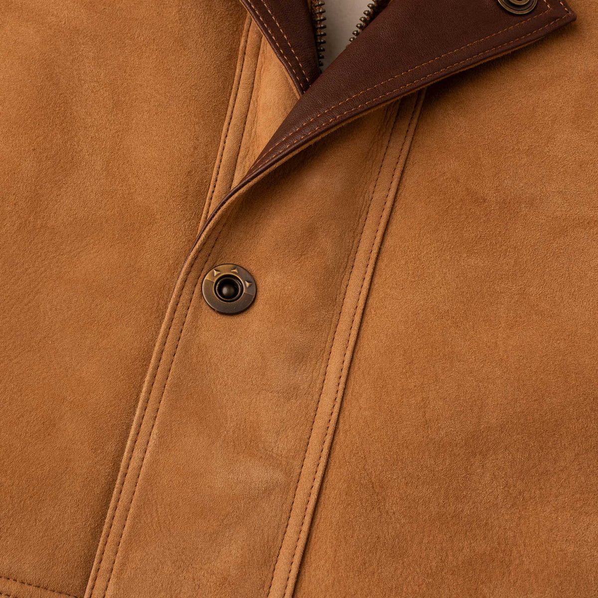 Madison Creek Outfitters Pitkin Sheepskin Vest Tan metal snaps securing the front for cool weather warmth rodeo