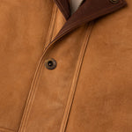 Madison Creek Outfitters Pitkin Sheepskin Vest Tan metal snaps securing the front for cool weather warmth rodeo