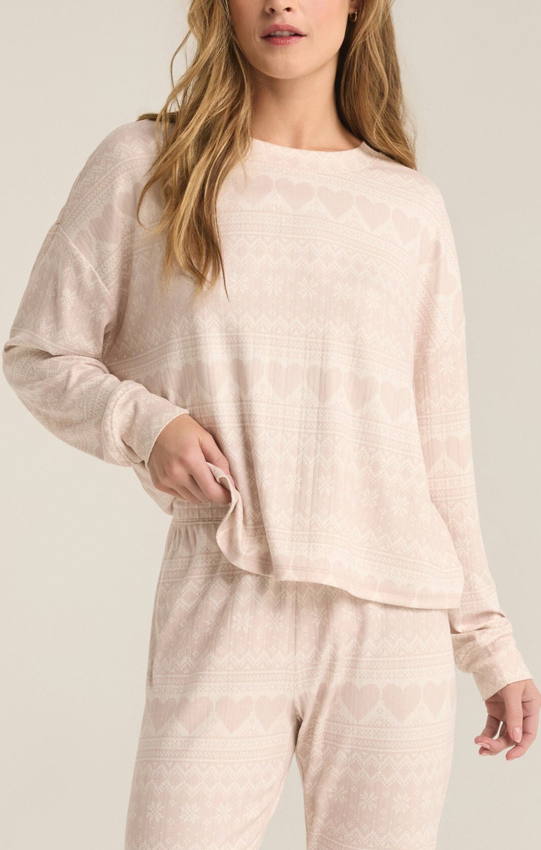 Fairisle Heart Long Sleeve Top