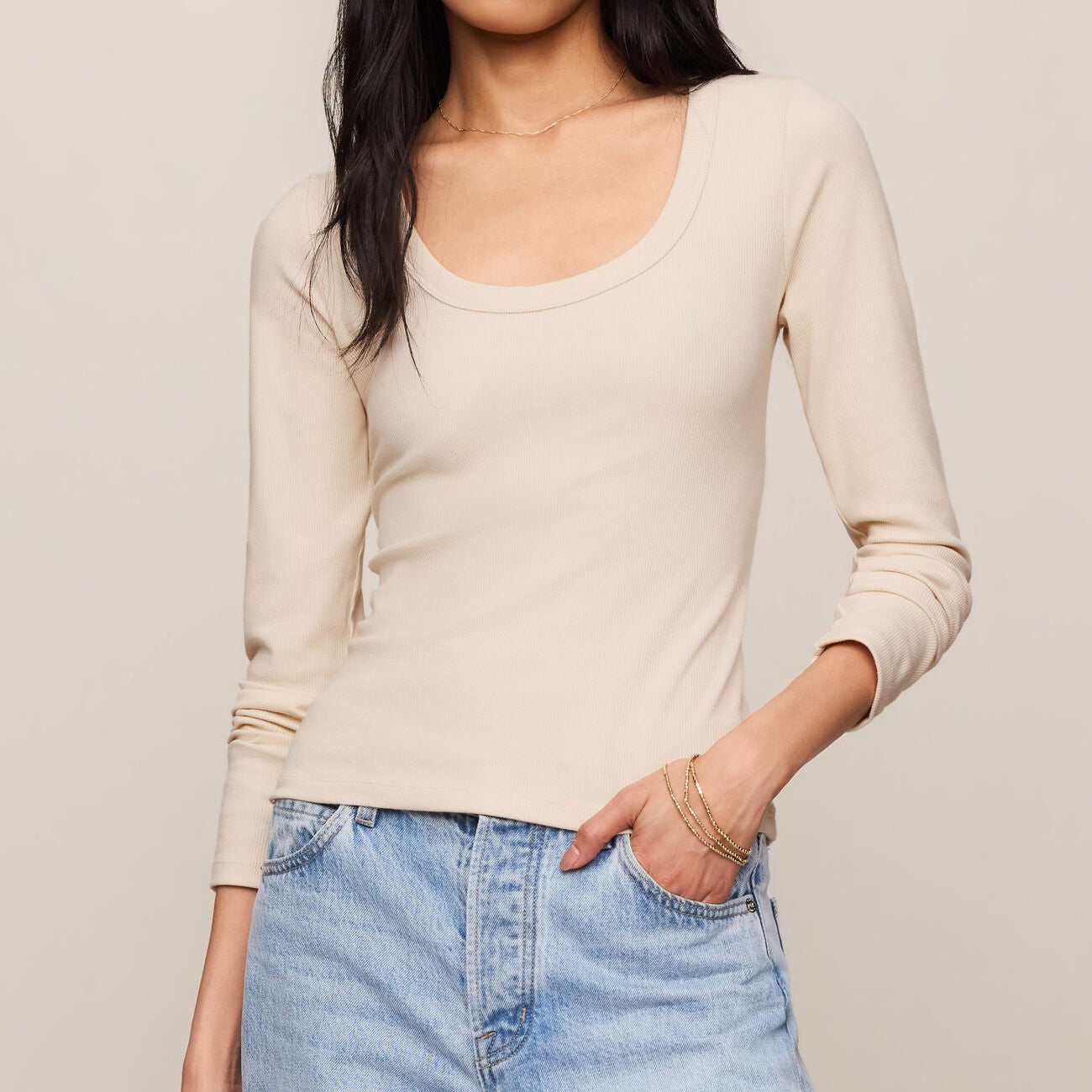 Z Supply Greyson Scoop LS Tee Chalk ZT263370 - Womens Western Fashion shop at boltranchstore.com
