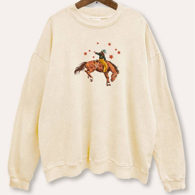 rodeo crewneck cream crewneck boltrancstore.com shop now at bolt ranch store