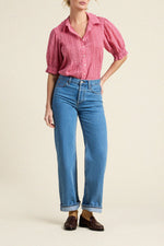 Trovata Jess Blouse Rosehip Gingham petite pintucks and short sleeves western fashion cowgirl