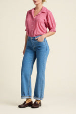 Trovata Jess Blouse Rosehip Gingham easy layering top for everyday wear and rodeo womens fashion Park City