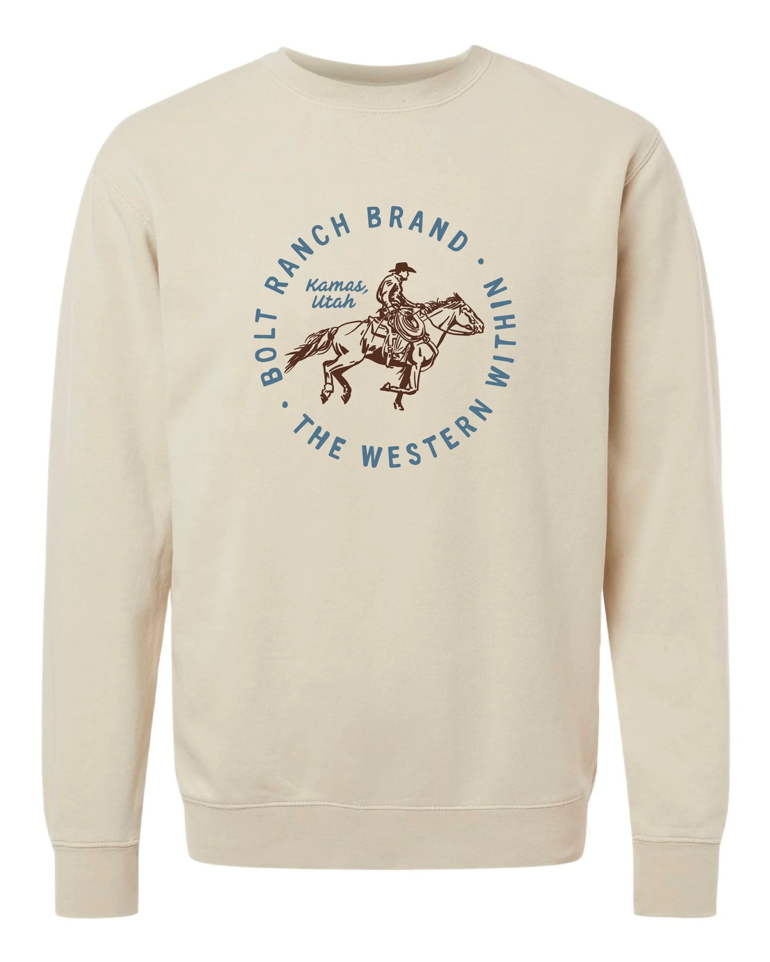 Bolt Ranch Adult Crew Neck Sweatshirt - Cream