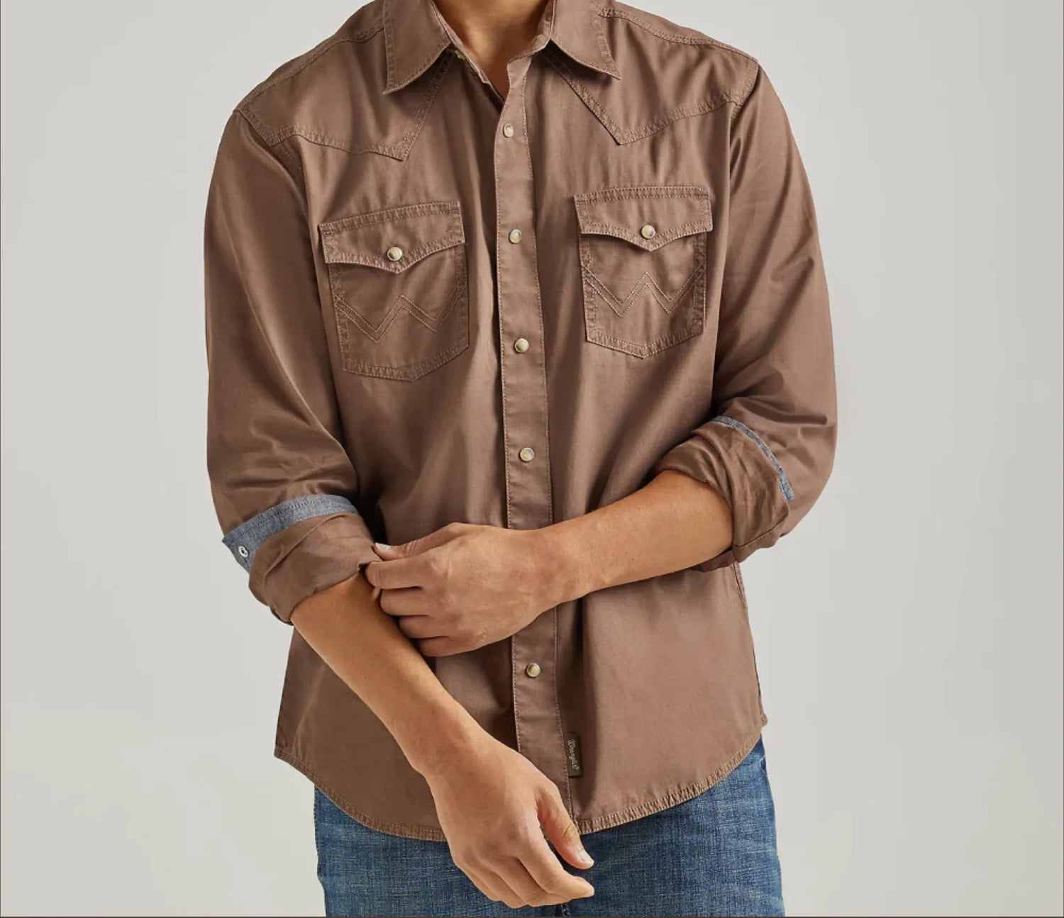 Wrangler Mens Retro Premium Long Sleeve Shirt - Brown