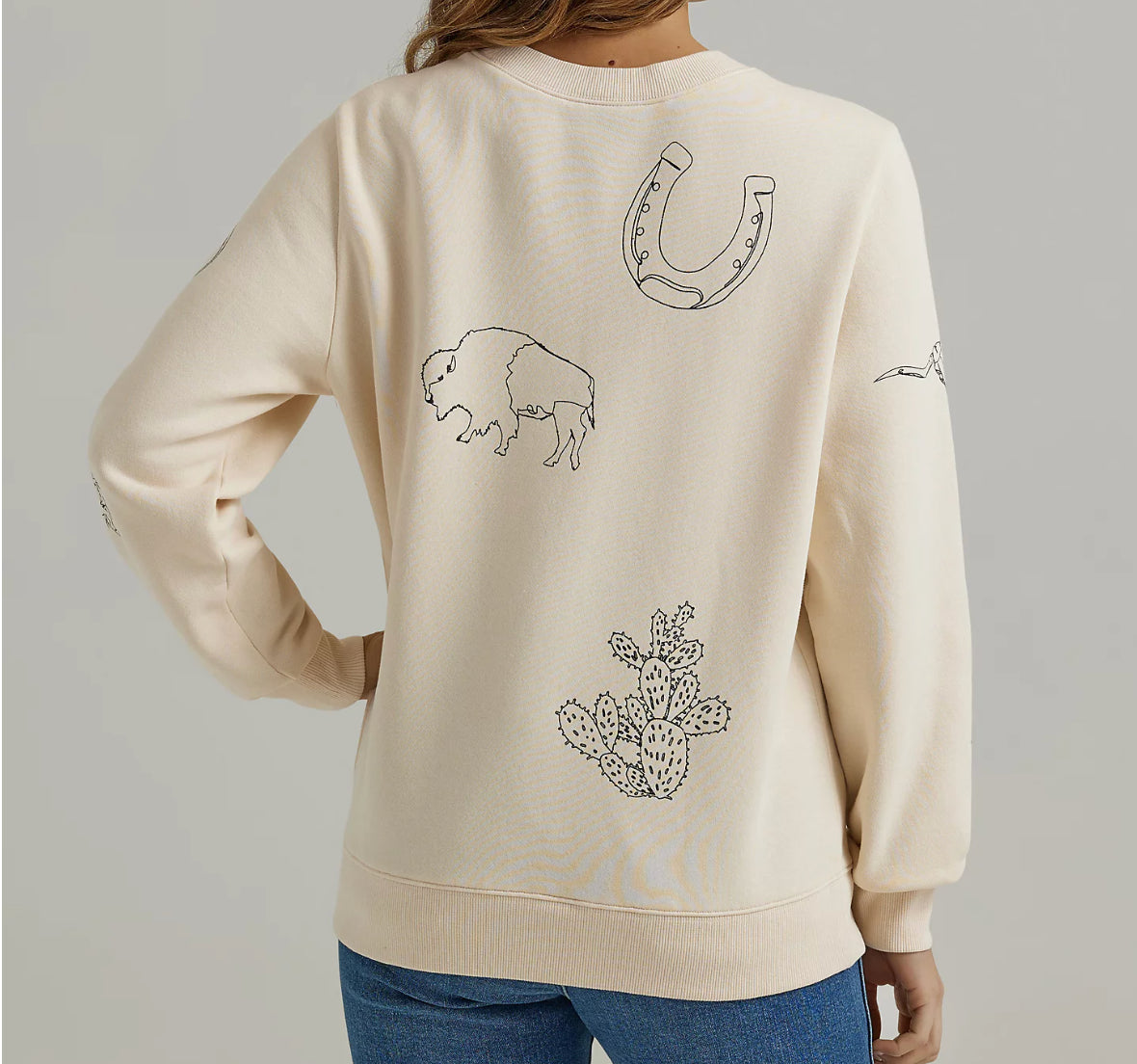 Womens Wrangler Cowboy Icons Pullover Sweatshirt