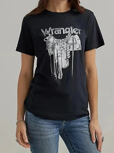 Wrangler Womens Saddle Graphic SS T-Shirt - Jet Black