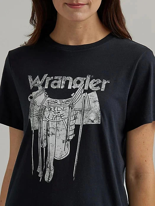 Wrangler Womens Saddle Graphic SS T-Shirt - Jet Black