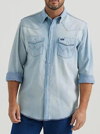Wrangler Vintage Inspired LS Snap Shirt - Light Wash