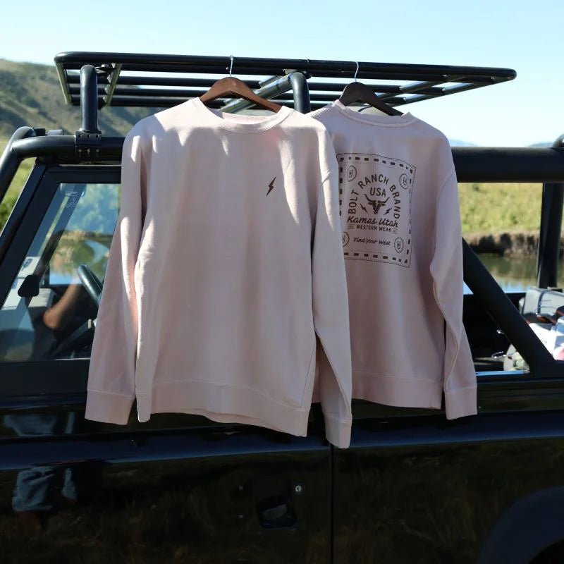 Bolt Ranch Adult Crew Neck Sweatshirt - Dusty Pink