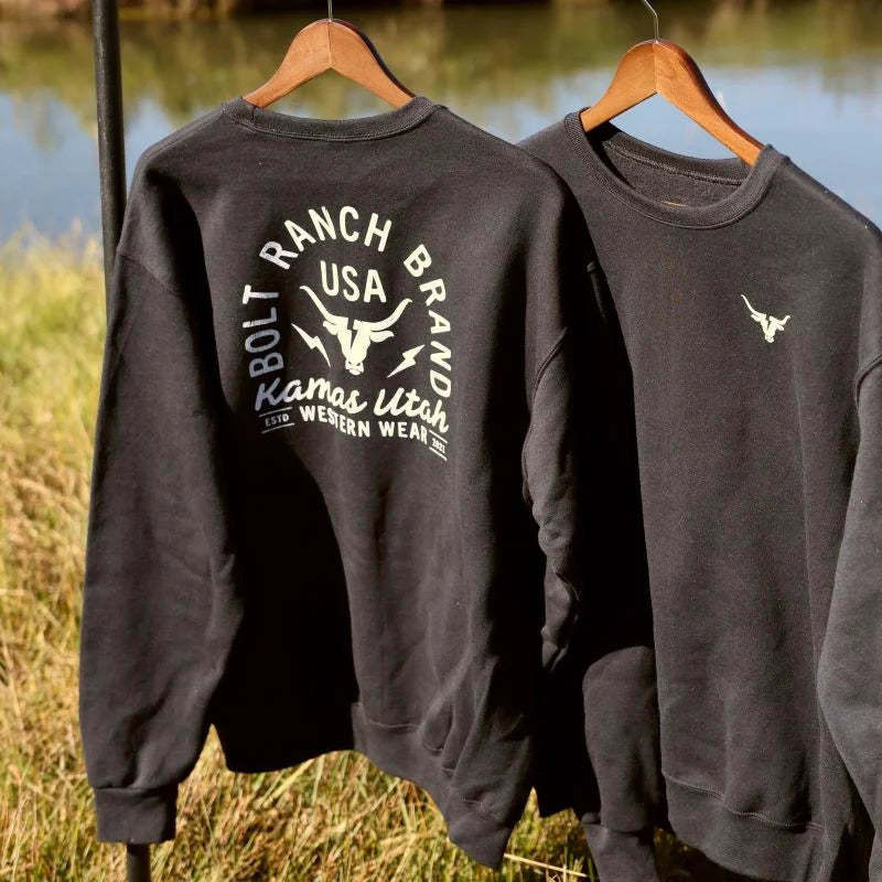 Bolt Ranch Adult Crew Neck Sweatshirt - Pitch Black