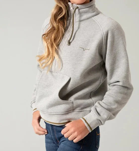 Kimes Malta Cropped Qtr Zip Sweatshirt - Grey Heather