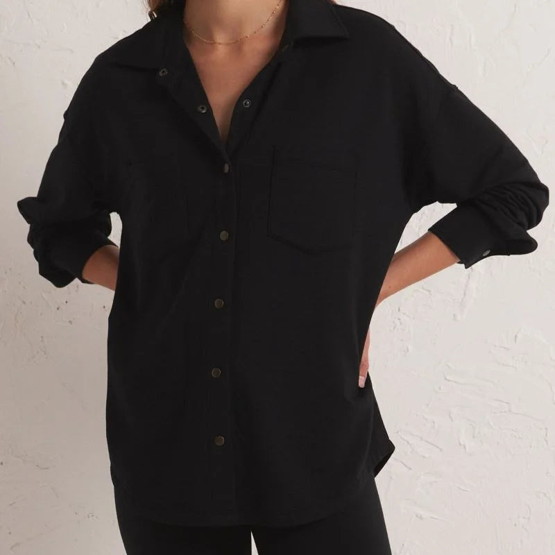 WFH Modal Shirt Jacket - Black