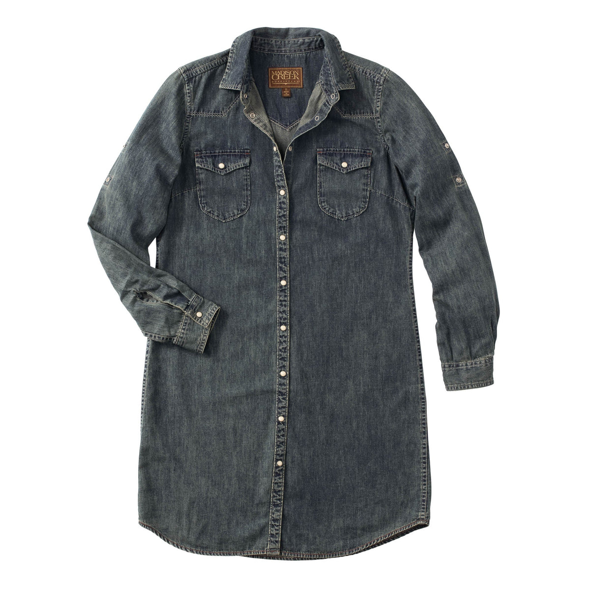 Womens western boutique Utah womens fashion Savannah Denim Shirt Dress Indigo Denim SKU SAVIND Boltranchstore.com free shipping