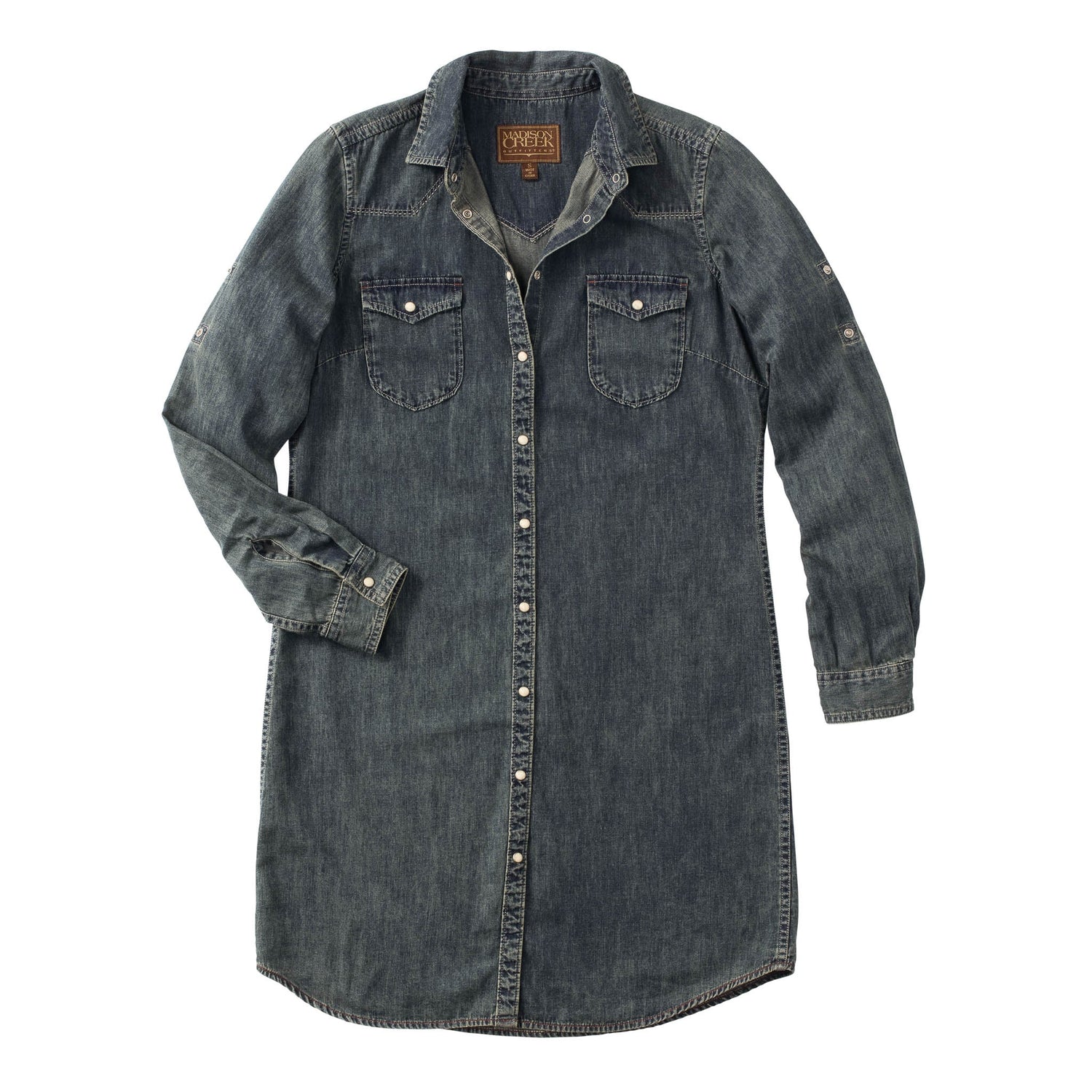Womens western boutique Utah womens fashion Savannah Denim Shirt Dress Indigo Denim SKU SAVIND Boltranchstore.com free shipping