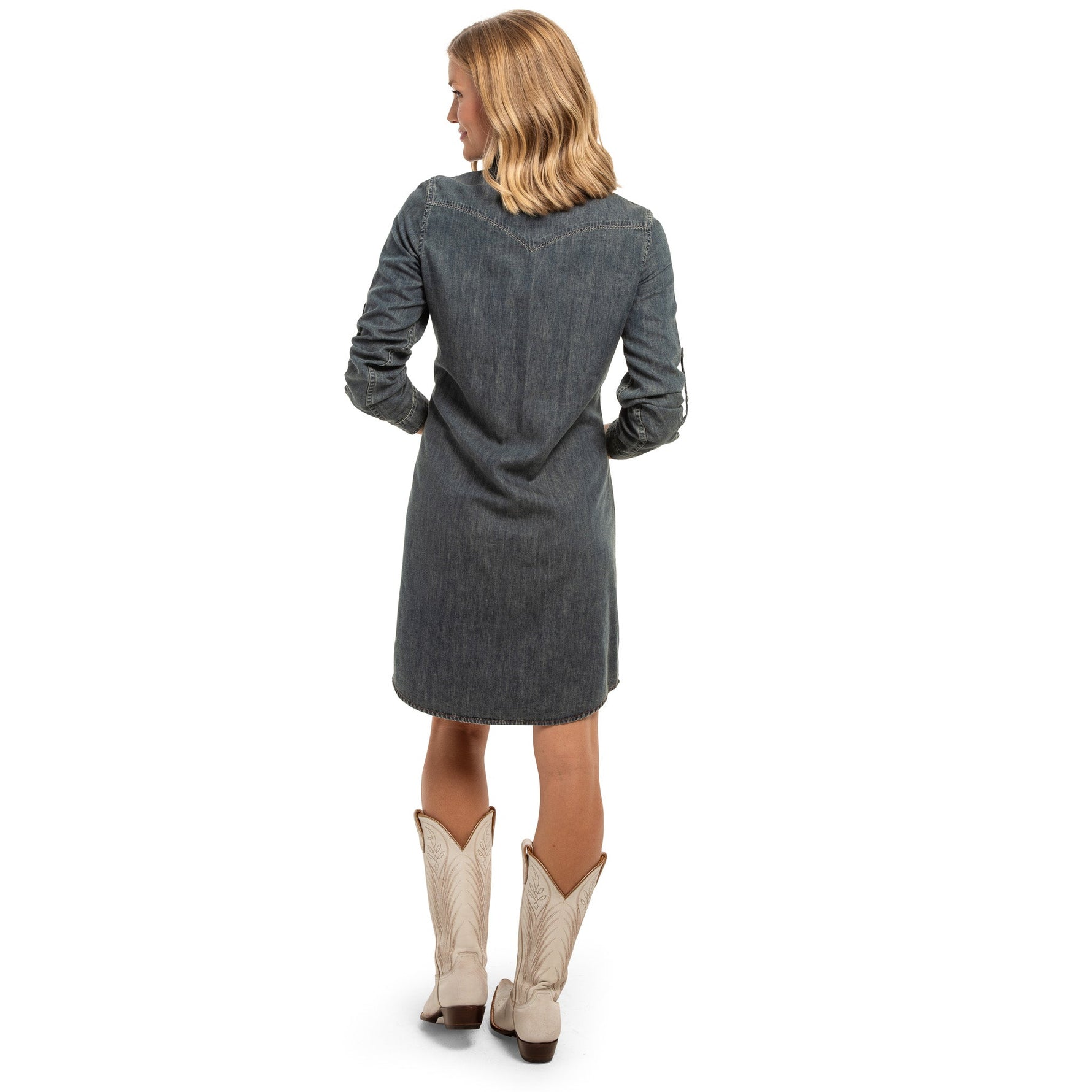 Western fashion womens Utah rodeo boutique Savannah Denim Shirt Dress Indigo Denim SKU SAVIND Boltranchstore.com free shipping