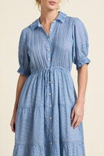 Trovata Elodie Dress Seabrook Gingham elbow length puff sleeves finished with ruffled cuffs ranch wear