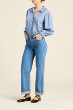 Trovata Francesca Blouse Seabrook Gingham long sleeves finished with gently ruffled cuffs western fashion
