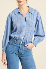 Trovata Francesca Blouse Seabrook Gingham pintucked front placket detail running down the chest ranch wear