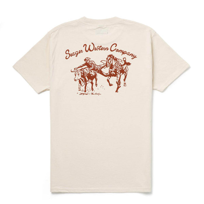 Seager Mens Los Rios Tee Vintage White boltranchstore.com mens tee shirt western shirt free shipping summer tee shirt rodeo shirt red and white