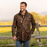 Madison Creek Outfitters Sedona Waxed Goat Suede Leather Camo Jacket vintage camo waxed goat suede leather jacket western clothing Utah SKU 61040L