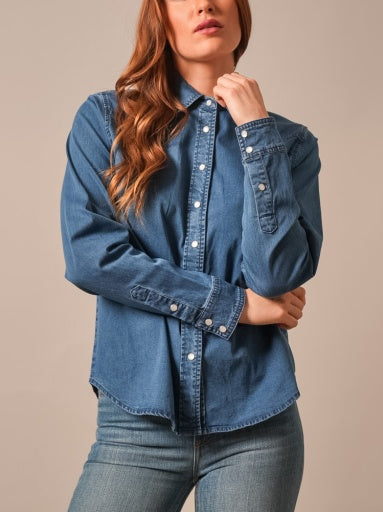 Kimes Ranch Womens Lolo Indigo softly faded denim with a relaxed everyday fit womens western clothing