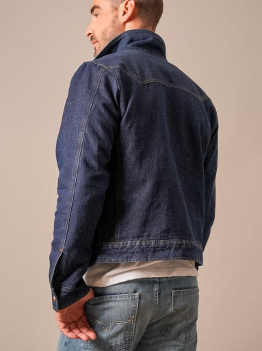 Kimes Ranch Mens ZT El Ranchero Indigo back yoke seaming and side adjuster tabs on dark denim rodeo style