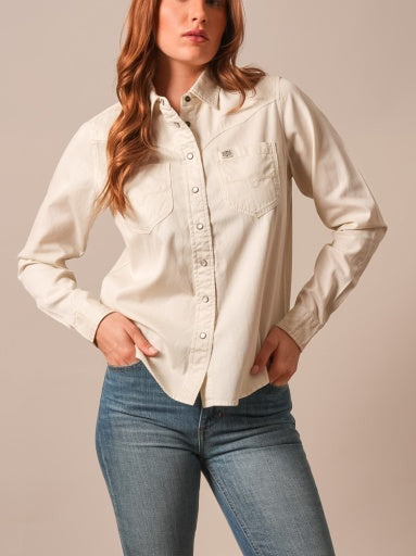Kimes Ranch Womens Della Natural cream western snap shirt with ribbed texture and pointed yokes womens western boutique Utah SKU WTO0000091BE006