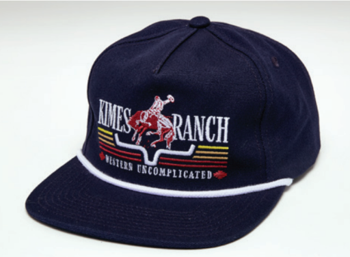 Kimes Ranch Asidero Dark Blue navy rope cap with white rope trim and embroidered Kimes Ranch bronc logo cowboy style Utah SKU UHA0000243BL031