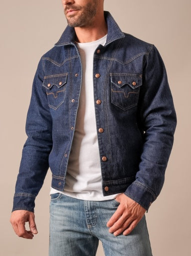 Kimes Ranch Mens ZT El Ranchero Indigo denim trucker jacket with button front and two flap chest pockets mens western clothing Utah SKU MJA0000029BL018