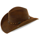 Stetson western roxbury leather hat brown free shipping Boltranchstore.com
