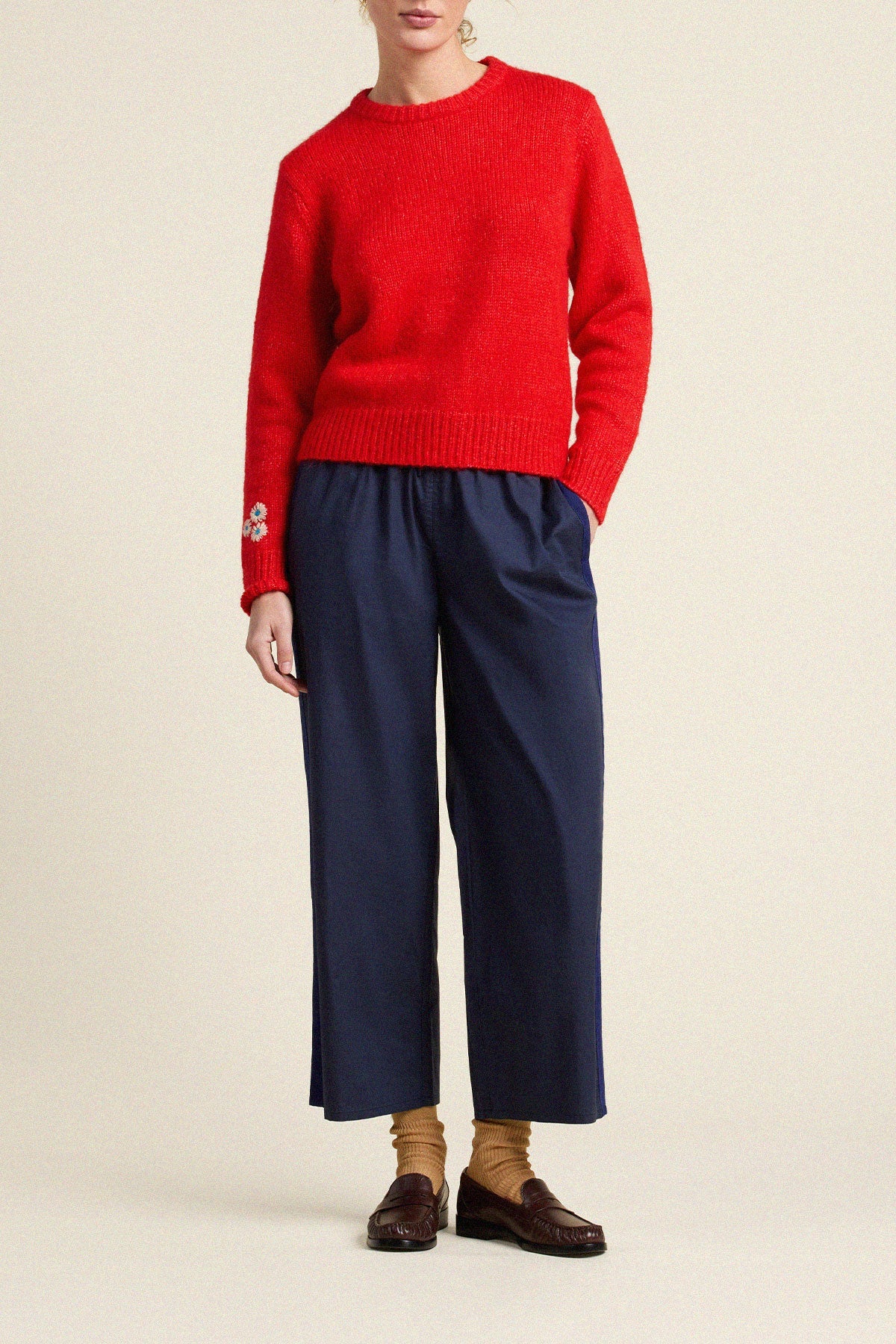 Trovata Cleo Sweater Red soft alpaca wool and polyamide blend knit for cold weather western fashion